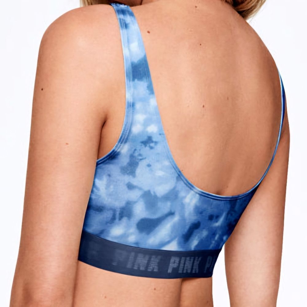 PINK Victoria's Secret Women Blue Tie-Dye Ultimate Sports Bra Size M - Picture 3 of 10